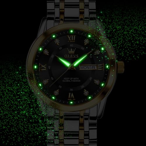 Image of OLEVS Watches for Men Business Diamond Easy Read Men's Wristwatch Analog Luxury Date Stainless Steel Waterproof Luminous Dress Mens Watches