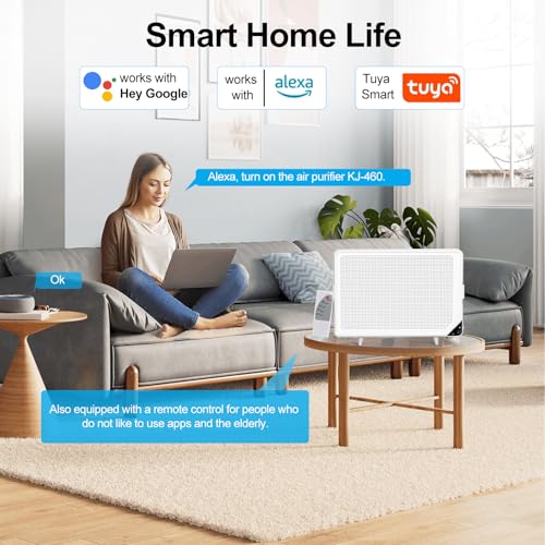 NEWPAD Air Purifiers for Home Large Room Up to 1345 sq.ft, Wall-Mounted HEPA Air Purifier with PM2.5 Sensor for Bedroom, Smart Air Cleaner with Activated Carbon for Pets, WiFi & RC, Auto Mode, Timer - Image 3