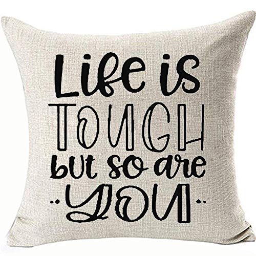 FaceYee Life is Tough But So are You Motivational Decorations Pillowcases Counselor Teacher Pillowcovers for Sofa Chair 18x18inch Color:Life is Tough But So are You