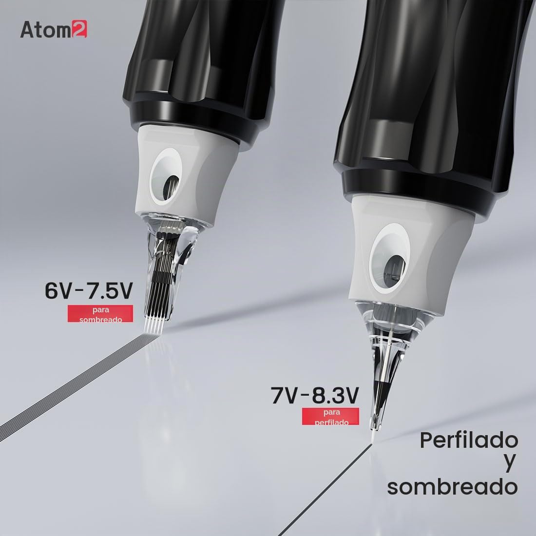 Dragonhawk Atom2 Máquina de Tatuar Rotary Tattoo Microblading Pen 2,8mm Strokes Length 1 Baterías & Conector RCA for Eyebrow Eyeliner Lip (RED 1 BATTERY)