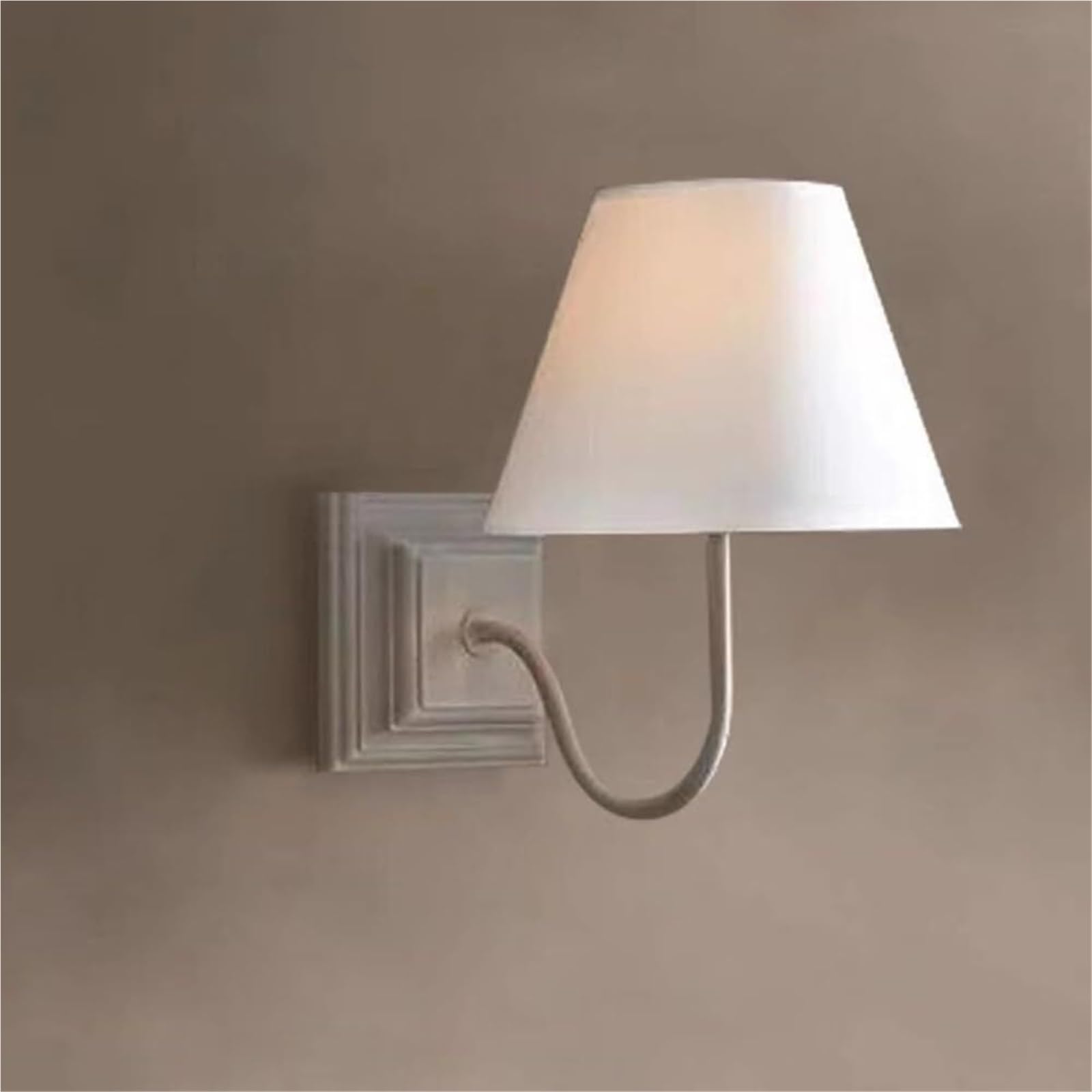 Rustic Wood Wall Sconce with Fabric Shade - Mid Century French Country Design for Indoor Spaces(White)