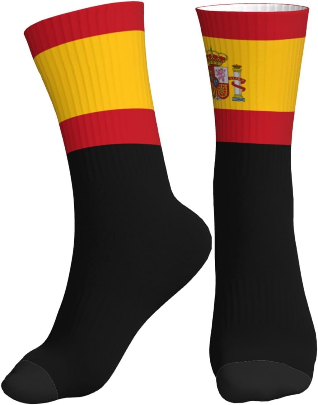 HLBSDM Spain Flag Crew Socks Cotton Cushioned Wicking Breathable Athletic Socks Men & Women