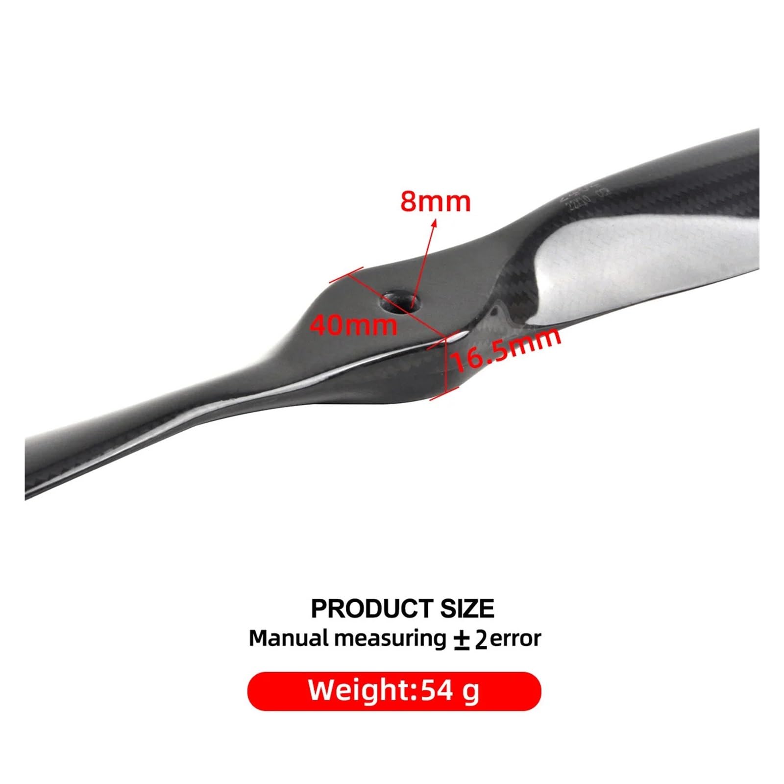 Hélice de avión RC Fibra Carbono 18x8 19x10 20x10 22x10 Tejido aeroespacial, Compatible con Motores(1808E-CF)