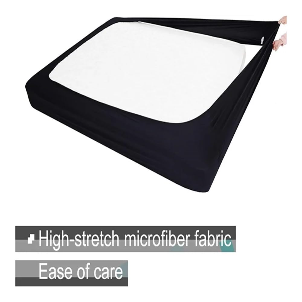 Copertura a molle, extra profonda, in jersey elasticizzato, avvolgente su 4 lati, adatta per letto matrimoniale, matrimoniale, king size (nero, queen size, 152,4 x 203,2 cm)