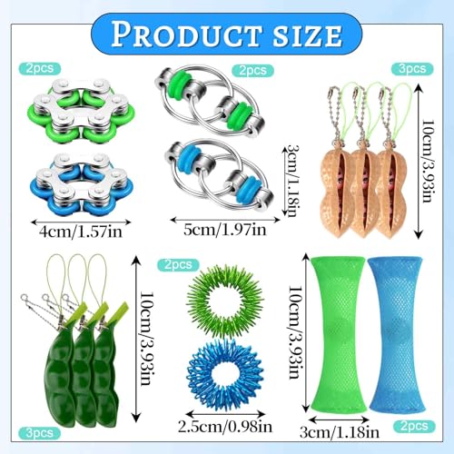 HA BIN 14 Stücke Fidget Toys Set, Stimming Toys Autism, Anti Stress Spielzeug Set, für Erwachsene und Kinder, Zappelspielzeug, Spinner, Stressabbau-Spielzeug