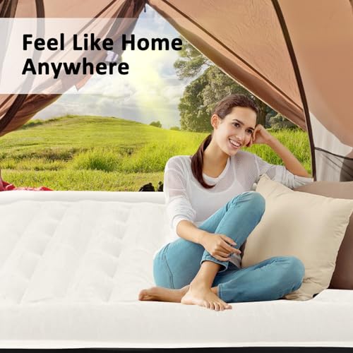 Image of Air Mattress Queen with Built in Pump, 18 inch Elevated Inflatable Blow Up Mattress with Self-Inflation /Deflation, Soft Flocked Top Air Bed for Guest, Home,Camping, 80x60x18in, Max 660lb, Black