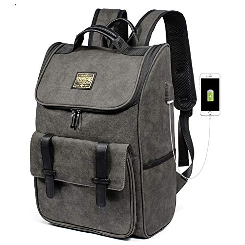 TEEMZONE - Mochila para hombre con puerto de carga USB 3.0, impermeable, para mujer, 15,6 pulgadas, lona de 25 L, Talla (Verde) - UT8018150001AD