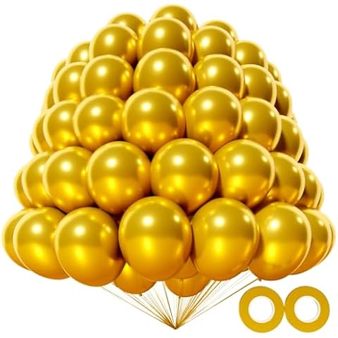 KAWKALSH Gold Balloons, 100pcs 5 Inch Metallic Small Mini Latex Balloons for Party Birthday Baby Shower Anniversary Festival Arch Garland Decoration (Metallic Gold) Cover