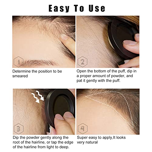 Freeorr 2Pcs Hairline Powder Magical Instantly Hair Line Shadow Quick Cover Hair Root Concealer With Puff Touch, Root Cover Up For Thinning Hair, Waterproof, Non-Sticky#Black #TOP3