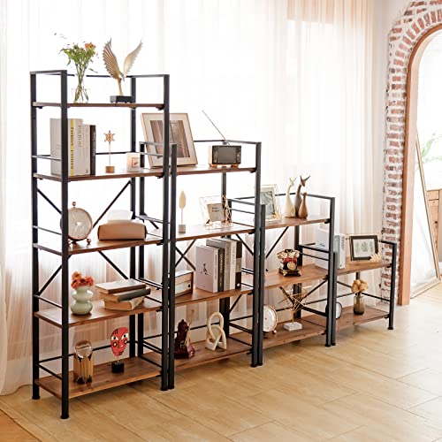Crofy Rustic Bookshelf, 2 Tier Real Wood Bookshelf, Metal Book Shelf For Storage, Bookcase For Office Organization And Storage, 12.6 D X 23.62 W X 22.83 H Inches, Black #TOP6