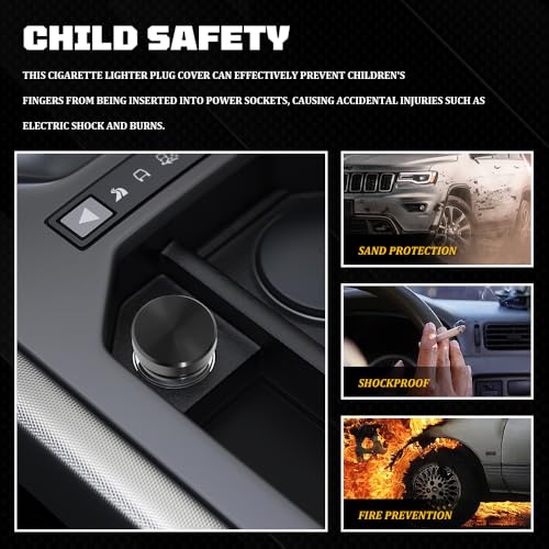 Image of Cigarette Lighter Cover, Dustproof Car Cigarette Lighter Plug Parts, Aluminum Plugs Cover, Waterproof Dustproof Cigarette Lighter Socket Cap for SUV Truck with 12V Power Source (Black)