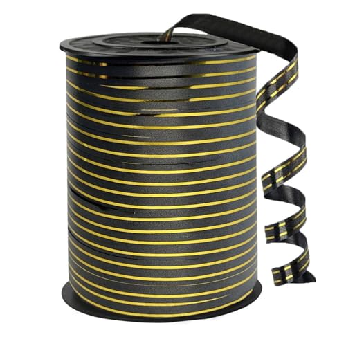 WUYUEJXI Black Gold Rimmed Curling Ribbon 219 Yards Perfect for Wedding Birthday Party Festival Florist Flowers Decor