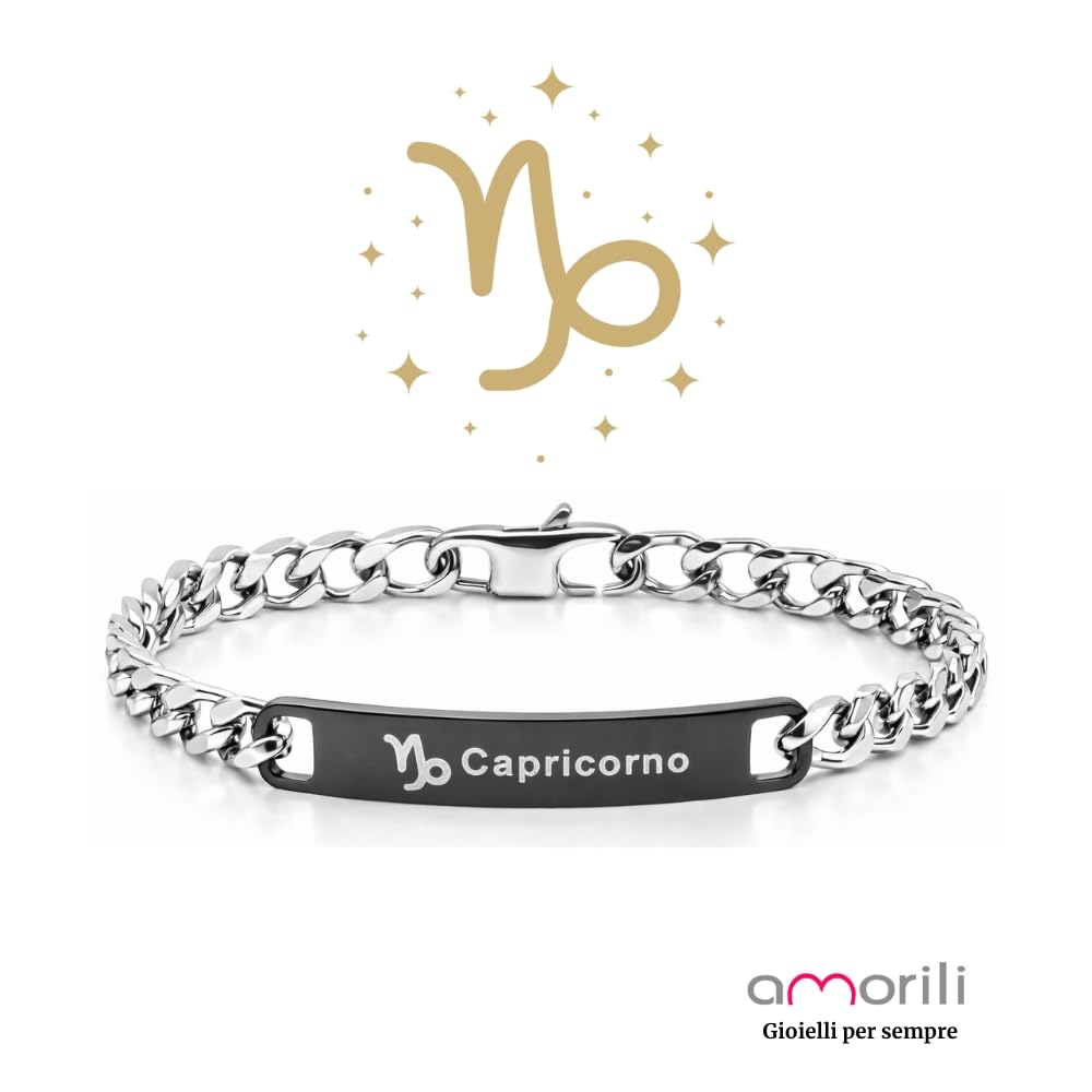 Bracciale Uomo Segno Zodiacale Acciaio Inox Incisione Costellazione Gioiello Maschile Regalo Astrologia Elegante