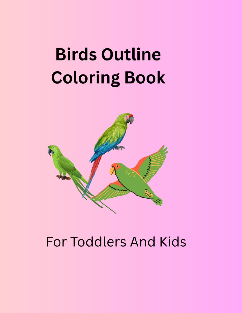 Birds Outline Coloring Book For Kids: Easy Bird Coloring Pages For Toddlers and Preschoolers