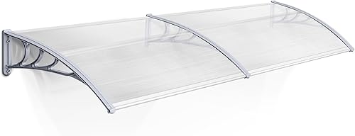 Miniatura 7 de MCombo Toldo para ventana de 39 x 38.6 pulgadas, para exteriores, de policarbonato, hoja hueca para patio, puerta (hoja hueca transparentesoporte