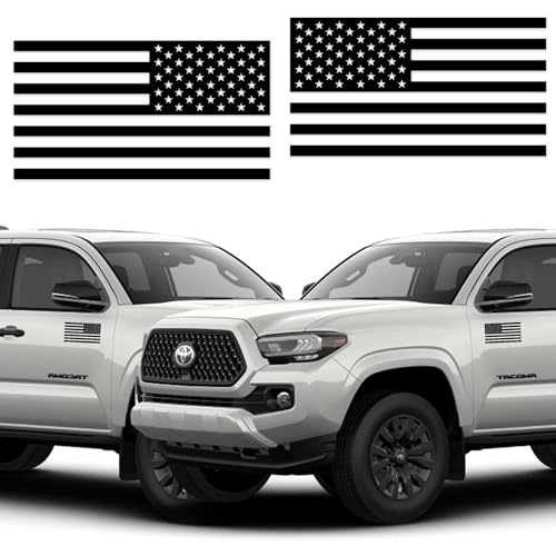 Image of GRITKULTURE Matte Subdued American Flag Decal Stickers 2 Pack for Cars, Trucks, Hard Hats, Laptops, Tumblers, and Window Police Military Tactical US Flag (Matte Black)
