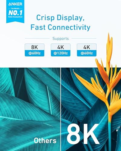 Image of Anker HDMI Cable 8K@60Hz, 6FT Ultra HD 4K@120Hz HDMI Cord,48 Gbps Certified Ultra High-Speed,Compatible with PlayStation 5,Xbox,Samsung TVs,and More (Pack of 2)