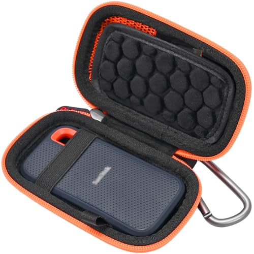 Custodia rigida compatibile con SanDisk Extreme Portable borsa per il trasporto con cerniera - Fodera 1 TB 250 GB solid state drive arancione nero