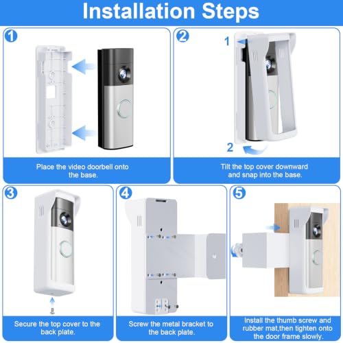 Image of Anti-Theft Doorbell Mount Compatible with Ring Newest 2026 Battery Doorbell /Plus /Pro, No Drill Wireless Video Camera Doorbell Bracket with Rain Cover for Apartment Rental, Not for Security Door(White)