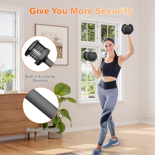 Moziel Mancuernas Ajustables 5 en 1 con Base, 11 kg/24,5 kg Pesas y Mancuernas Ajuste Rápido de 2 a 24,5 kg, Ahorran Espacio, Ideal para Entrenamiento en Casa o Gimnasio (2 x 11 Kg - Negro) - imagen 3