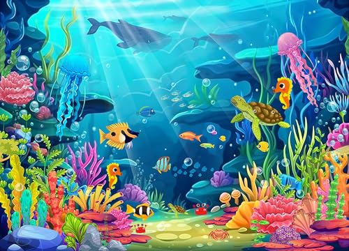 CYLYH 8X6FT Under The Sea Photography Backdrop Little Mermaid Princess Girl Birthday Party Cake Table Decoration Background Ocean Baby Shower Decorations Banner D872