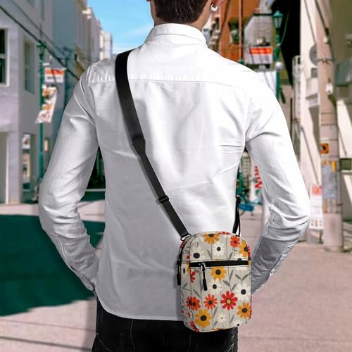 Personalized Small Crossbody Bag Water Resistant Messenger Bags Mini Retro Flower Design Printing SlingBag For Men Women4