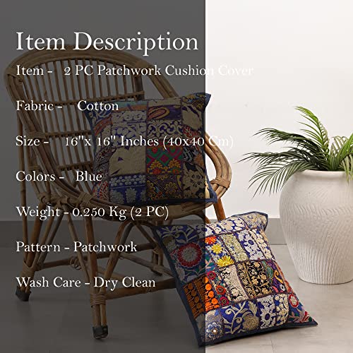 Image of Ravaiyaa - Attitude is everything Set Of 2 PC Home Sofa Decor Cotton Cushion Cover, Handmade Khambadiya Patchwork Pillow Case, Embroidery Cushions