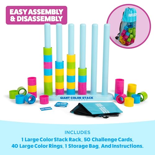 Image of Giant Color Stack Challenge by Relatable - Strategy Stacking Game with 50 Puzzles, Backyard & Lawn Activity for Summer Parties, Outdoor Fun for Families & Groups, Ages 6+