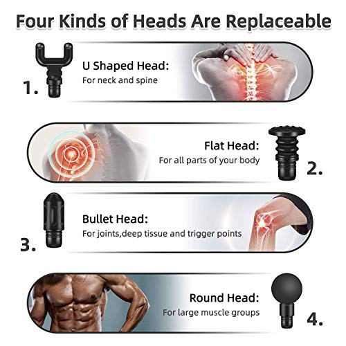 Gocheer Muscle Massage Gun, Handheld Deep Tissue Massager Electric Quiet Portable Massaging Gun 20 Speed Adjustable Professional Percussion Fascia Gun for Sore Muscle and Stiffness, Black