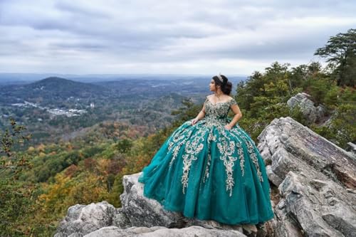 Luxury Gold Applique Quinceanera Dresses Off Shoulder Sweet 16 Dresses Layered Tulle Bow Dress with Train4