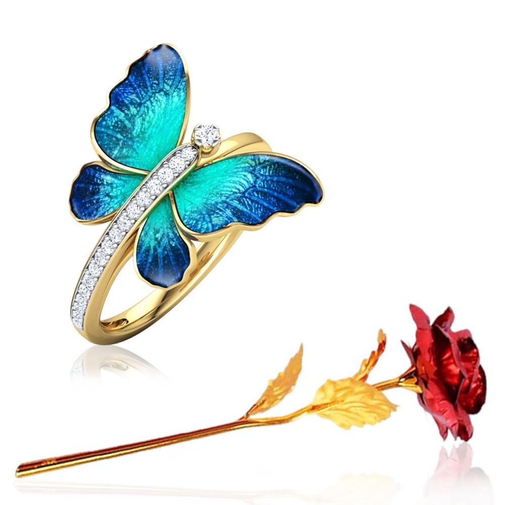 University Trendz Valentines Day Gift Set - Butterfly Ring & Artificial Red Rose Combo For Women & Girls - Size 7 (B0CTGF4KHR) Amazon Price History, Amazon Price Tracker