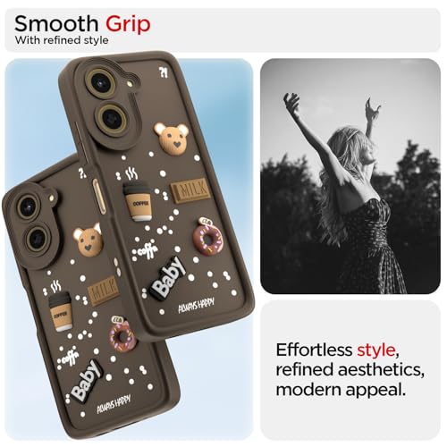 Image of Pikkme Back Cover for Poco C71 / Redmi A5 | Cute Fun Cartoon 3D Bear Silicone Full Body Protection Bumper Case (Brown)