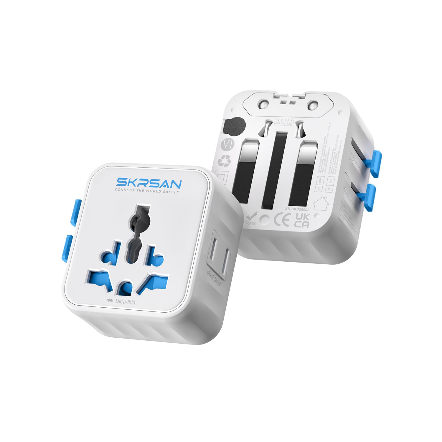SKRSAN Aura Mini Global Plug 2 Pack, Pocket-Sized (Arctic White) | SKRSAN Aura Universal…