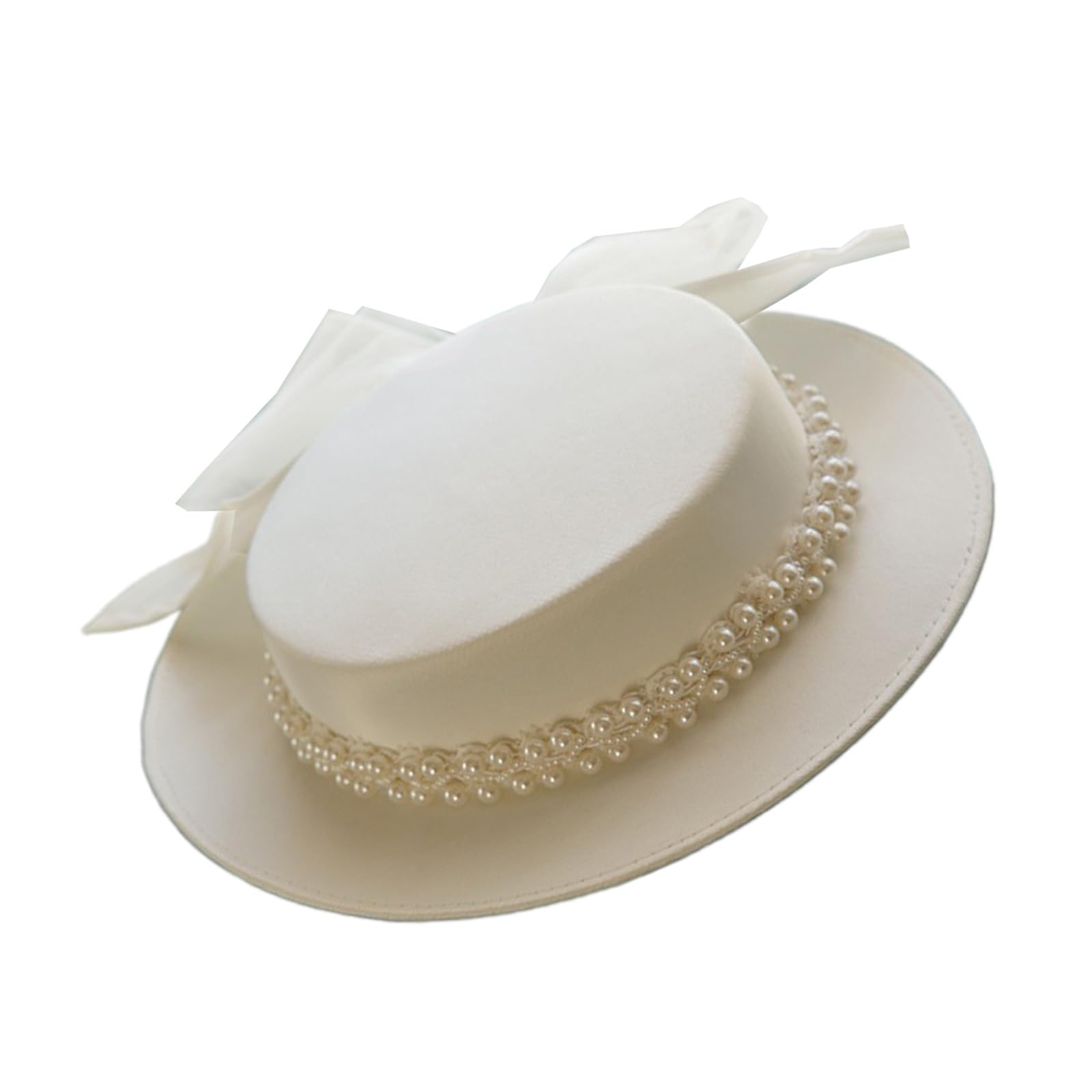 Sombrero victoriano de perlas para despedida de soltera, regalo de novia, boda, despedida de soltera, perlas, elegante sombrero plano