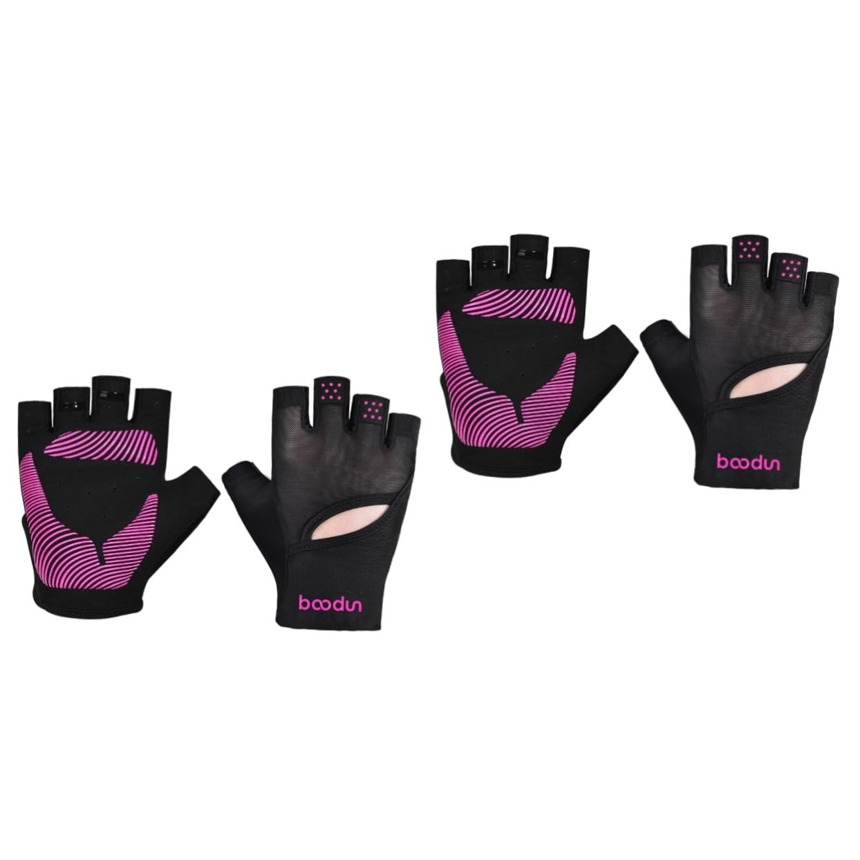 INOOMP 2pezzi Guanti Da Palestra Antiscivolo Per Fitness e Yoga Guanti Mezza Dita s Per Uomini e Donne Per Sport All Aperto e Attività Fitness Nero Rosa