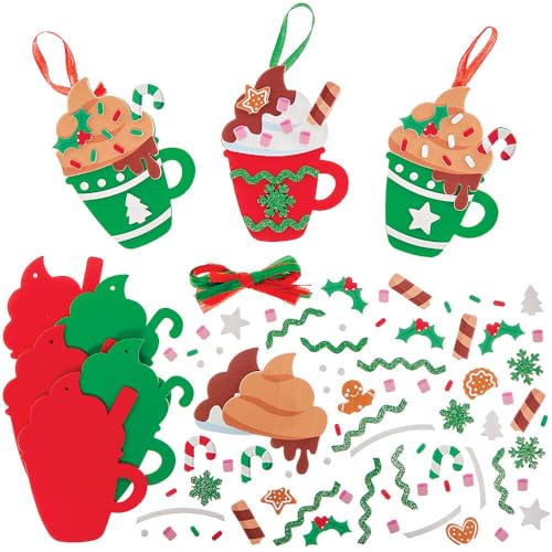 Baker Ross FN337 Lot de 8 gobelets de Noël au chocolat chaud pour enfants Décoration de Noël