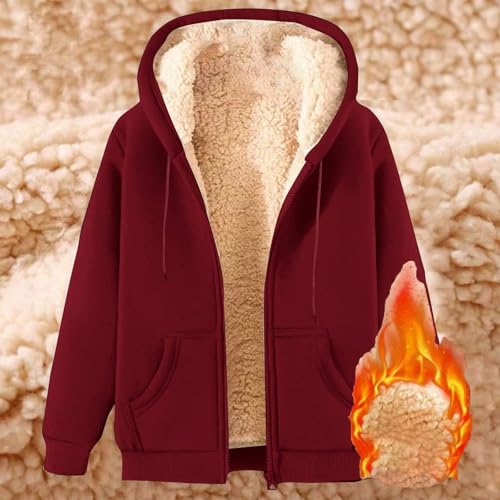 Winter Jackets for Men Sherpa Lined Warm Jacket Zip up Heavyweight Fleece Hoodie Hooded Thick Thermal Sweatshirt 20252