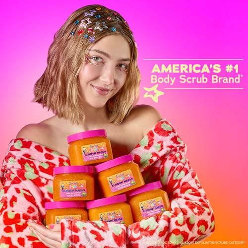 Image of Lisa Frank x Tree Hut Rainbow Mango Body Scrub, Exfoliating & Hydrating Sugar Scrub with Shea Butter & Essential Oils, Smooth Skin, Body Exfoliator For All Skin Types, Self Care Gifts for Women, 18 Oz