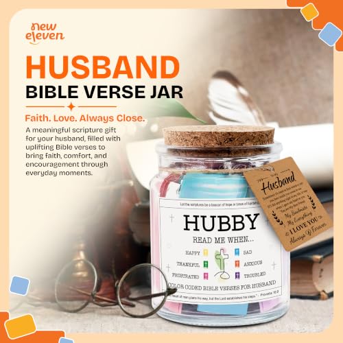 NewEleven Gifts For Husband - Christian Gifts For Him, Husbands - Birthday Gift for Husband from Wife - Meaningful Presents For Hubby From Wife, Her - Bible Verse Jar - Image 2