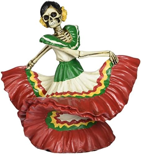 Skeleton Dod Dancing Senorita Red Figurine Decoration Collectible image 2