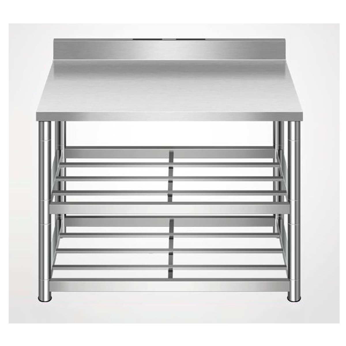 Mesa de horno de pizza de acero inoxidable, mesa de trabajo de preparación de cocina con estante para cuchillos y protector, banco de trabajo resistente, 100 x 50 x 80 cm para preparación de alimentos