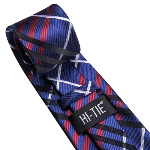 Image of Hi-Tie Mens 70inches Tie Set Extra Long Necktie for Men Cufflinks Handkerchief Big Tall Men Business Wedding