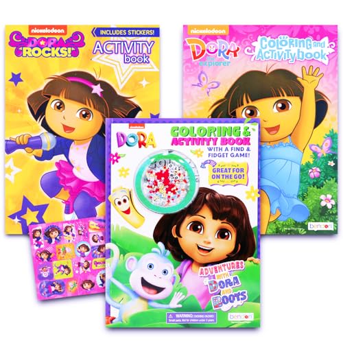 Dora the Explorer Coloring Book Super Set - 3 Dora Coloring Books Bundle with Dora Play Pack (Dora...