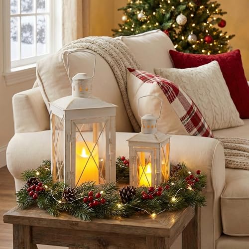 TRIROCKS Set von 2 dekorative Kerze Laterne 30cm & 20cm hoch...