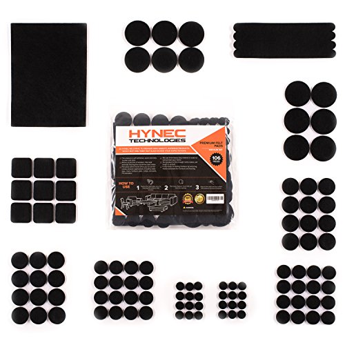 Ensemble de Patins de feutre pour meubles de qualité supérieure Hynec autocollants de différentes tailles pour la maison sur la protection du sol (ensemble moyen , noir)