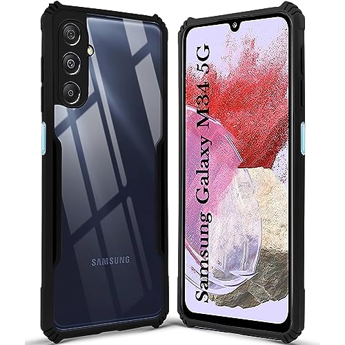 Image of Jkobi Back Cover Case for Samsung Galaxy M34 5G (Shockproof with Polycarbonate Clear Panel | Professional Black)