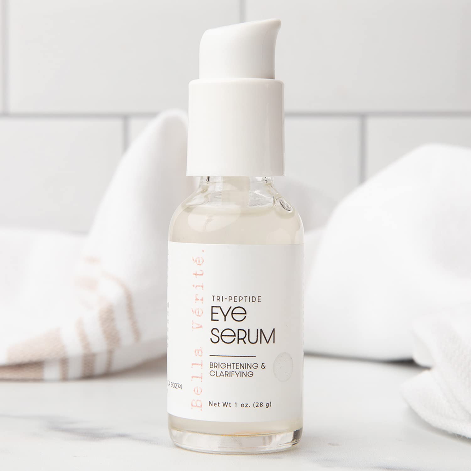 Bella Vérité. Vegan, Tri-Peptide Eye Serum for Mature Skin, Under Eyes to Smooth Fine Lines, Brighten Dark Circles and De-Puff Bags with Hyaluronic Acid, Bergamot, and Triple Peptides, 1 Fl Oz