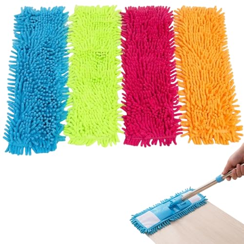 4 Stück Mikrofaser Wischmopp Bezüge 40x12cm Ersatzbezüge für Bodenwischer Hohe Saugfähigkeit Einfach zu reinigen und langlebig Geeignet für trockene und nasse Reinigung