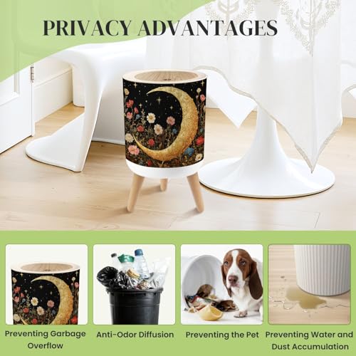 Caneca de basura pequeña con tapa y patas 7L redonda miniatura 4