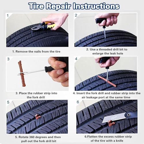 Image of Tire Repair Nail Vacuum Tire Repair Kits Tire Screws Plug Fast Tool Self-Service Suitable for Car Motorcycle Jeep Tire Puncture Repair (50Pcs)